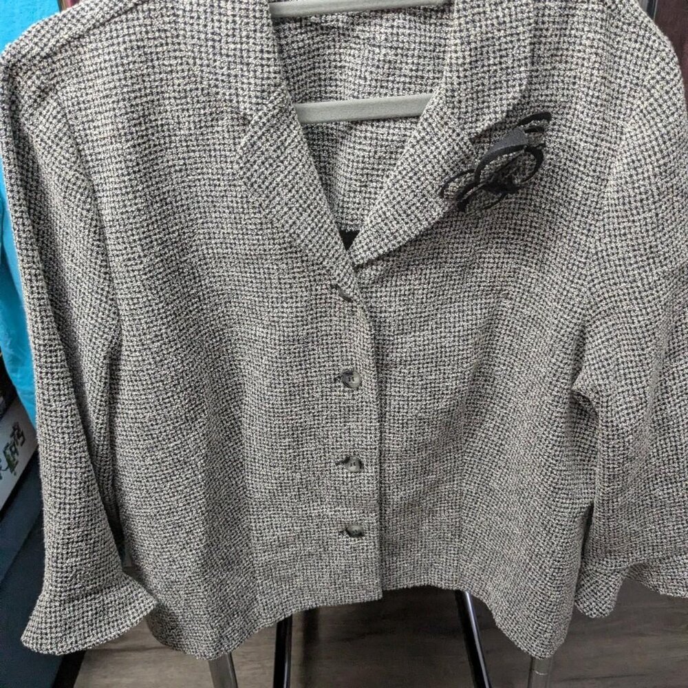 Vintage Gray and Black Houndstooth Blazer Size M